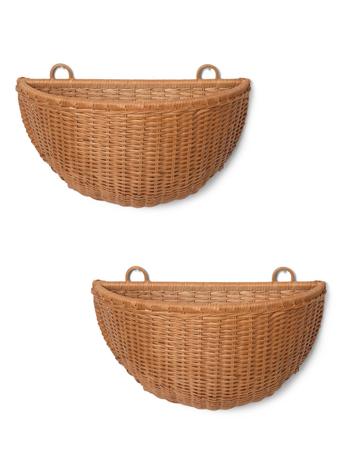 ferm LIVING Braided wand manden set van 2 - voorkant bruin