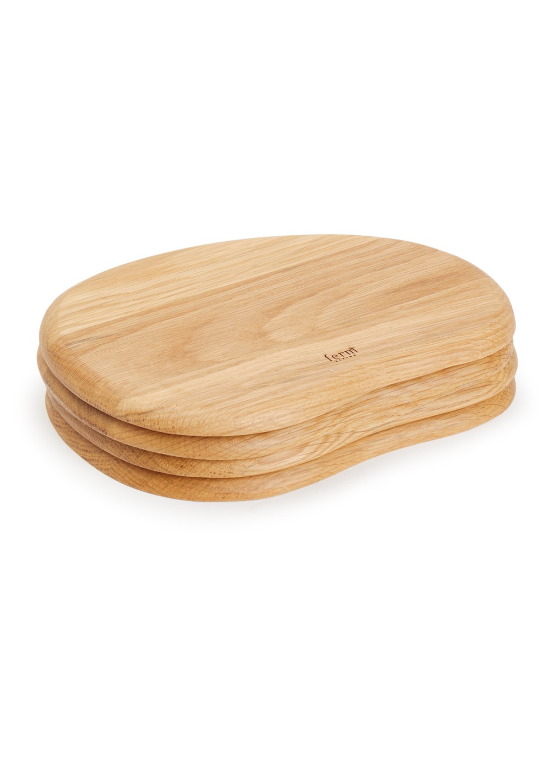 ferm LIVING Cairn Butter Board serveerplank van hout 20 cm set van 4 - voorkant donkerbeige