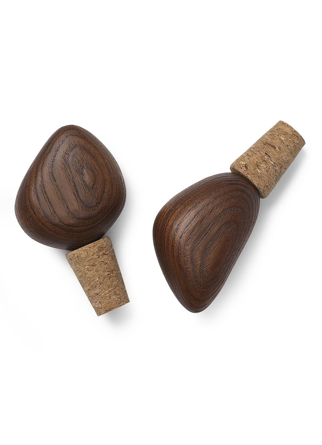 ferm LIVING Cairn wijnstopper set van 2 - voorkant 2 donkerbruin