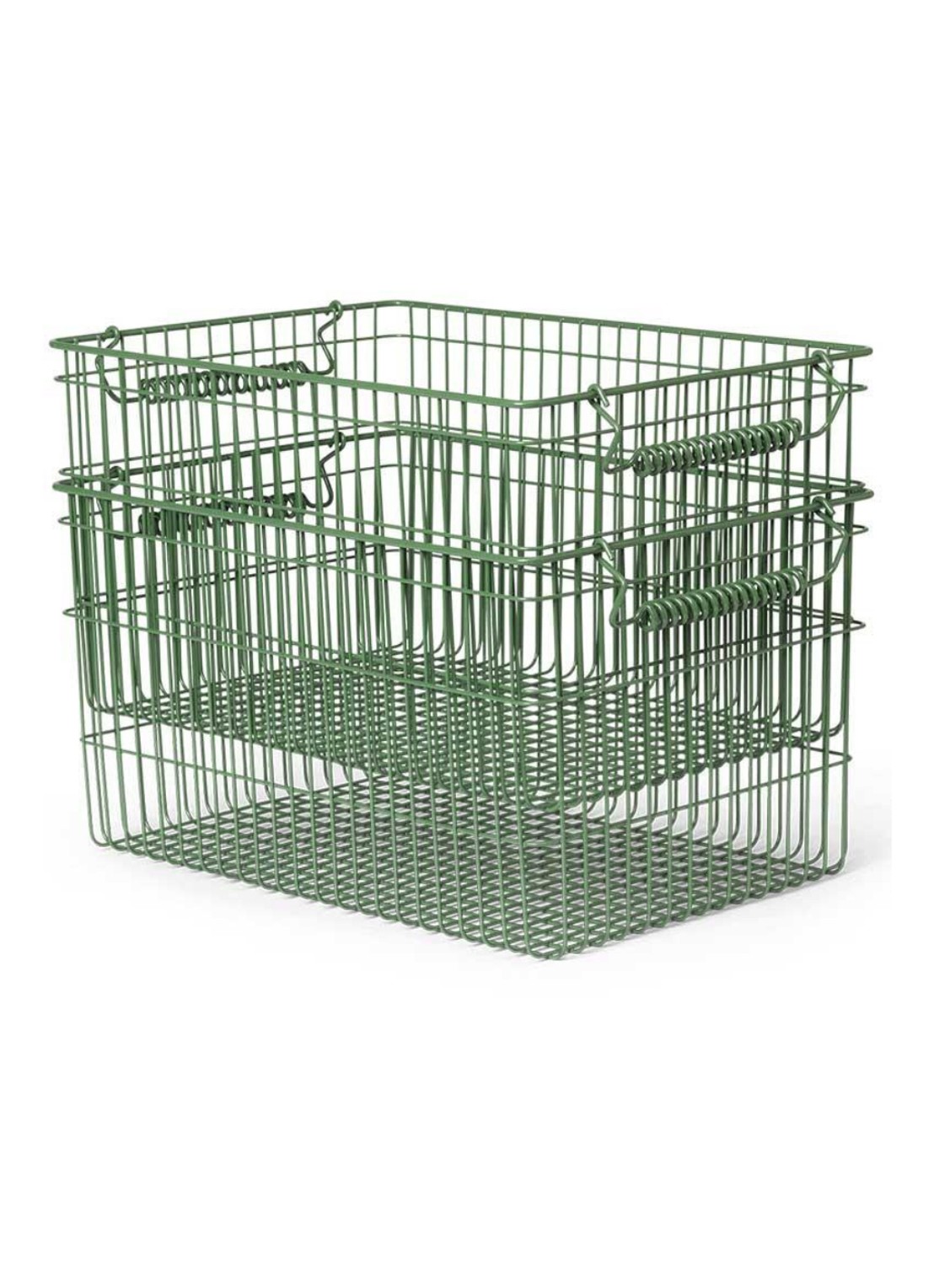 ferm LIVING Cala opbergmand set van 2  - voorkant groen