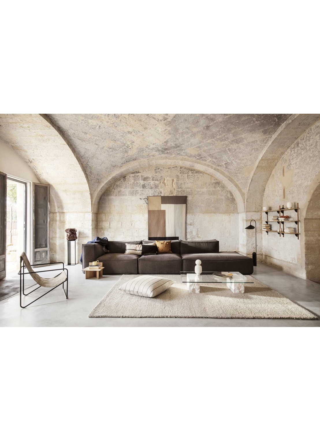 ferm LIVING Calm sierkussen in linnenblend 78 x 78 cm - voorkant 2 beige