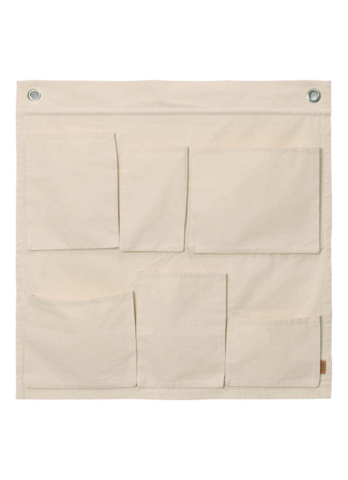 ferm LIVING Canvas Wall Pockets organizer 70 x 70 cm - voorkant beige