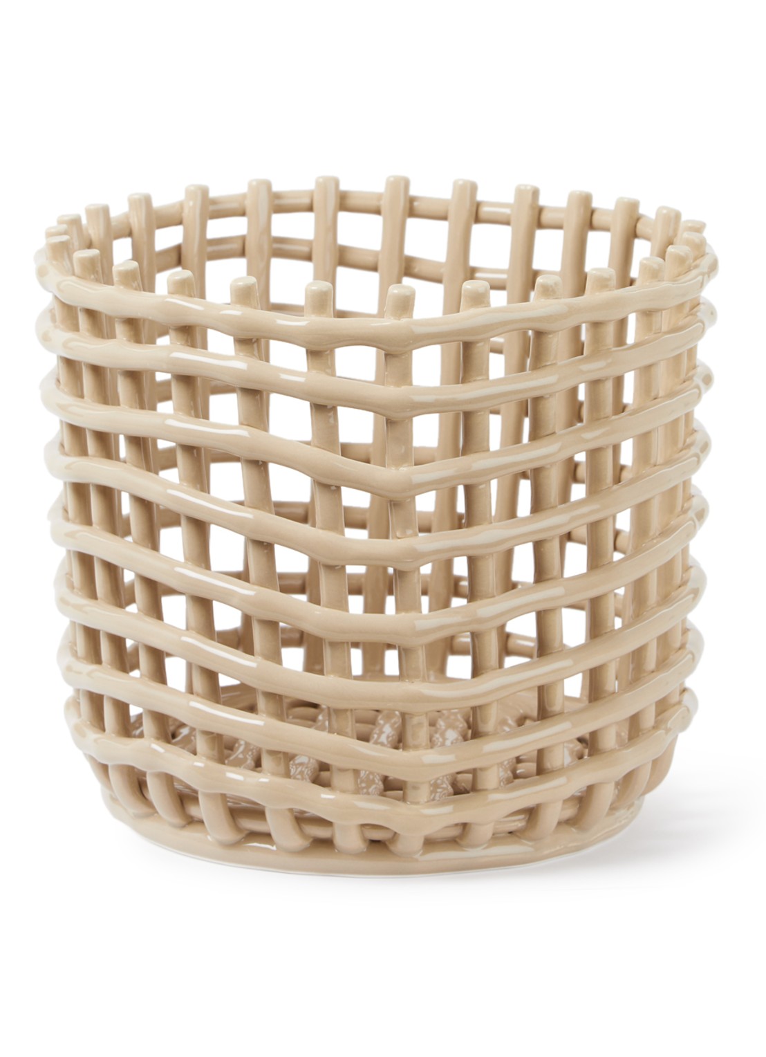 ferm LIVING Ceramic mand voor binnen - 23,5 cm - voorkant lichtbruin