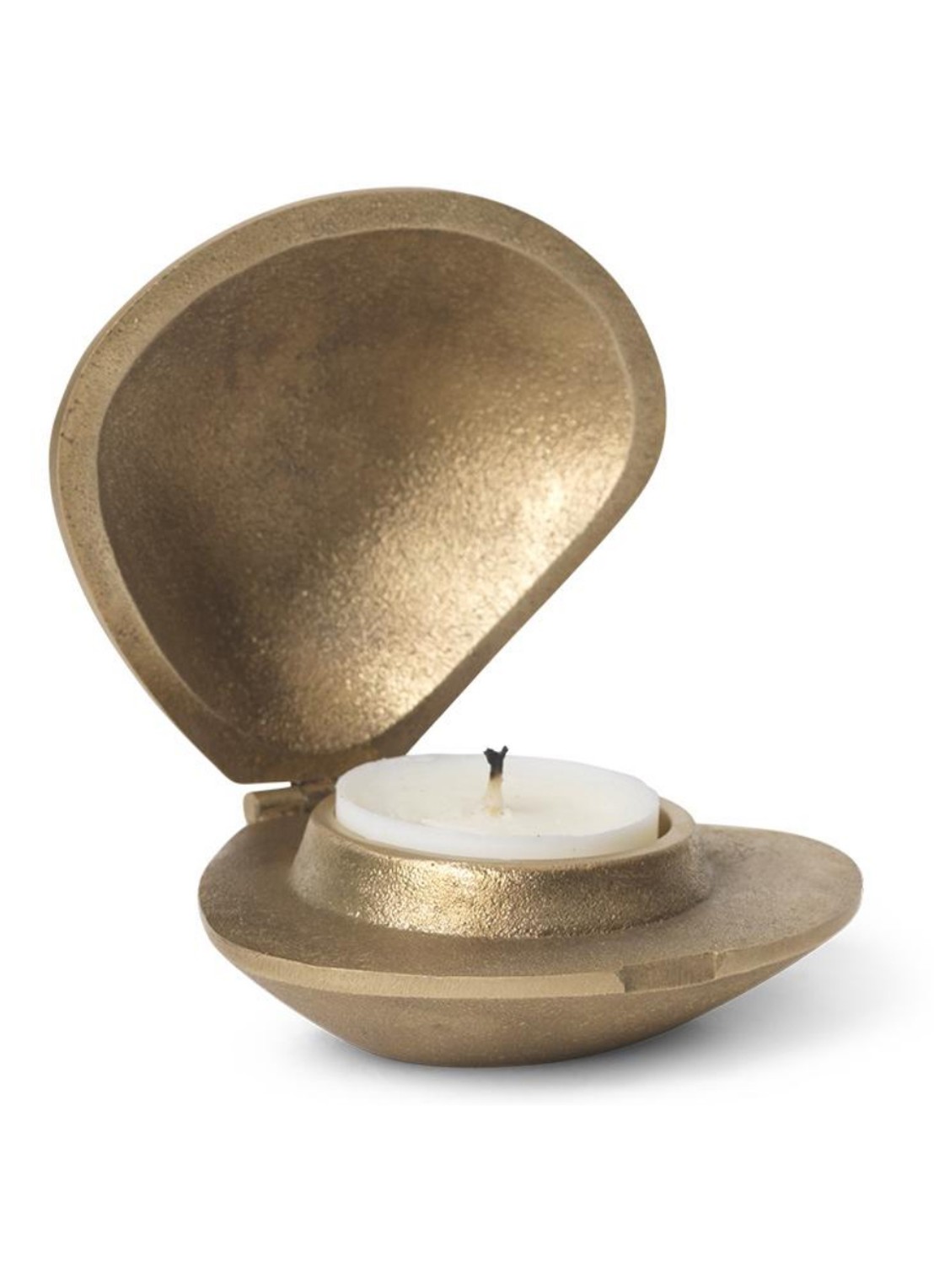 ferm LIVING Clam waxinelichthouder - voorkant goud
