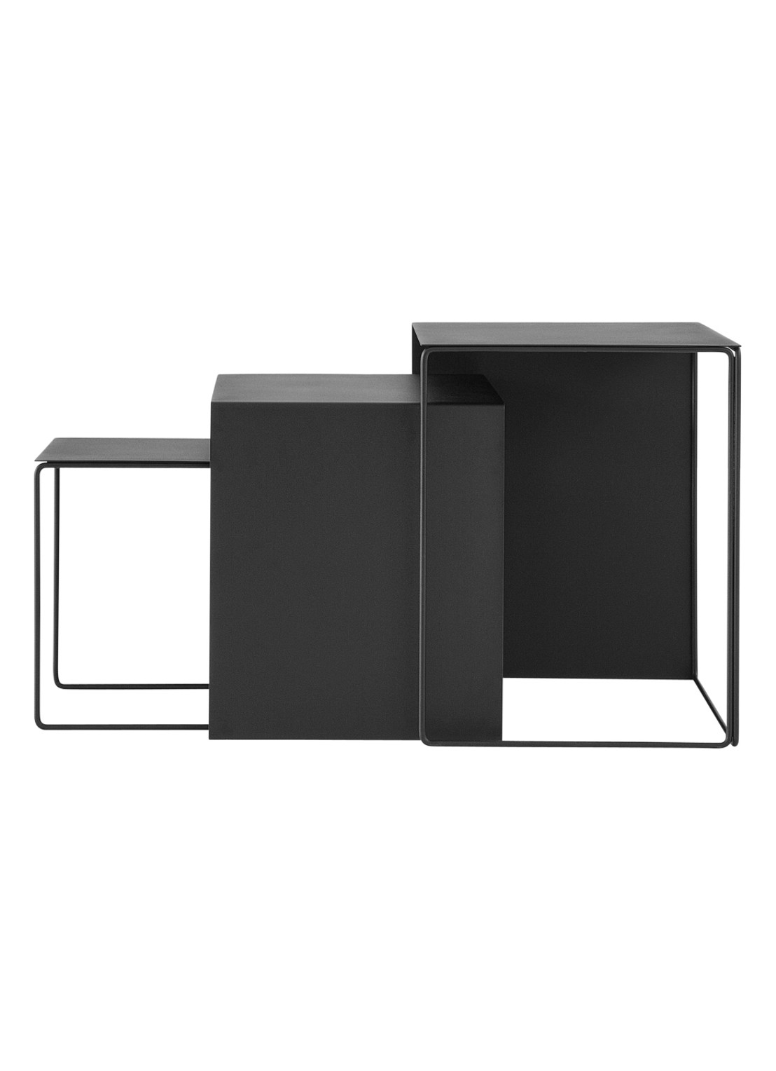 ferm LIVING Cluster Tables bijzettafel set van 3  - voorkant zwart
