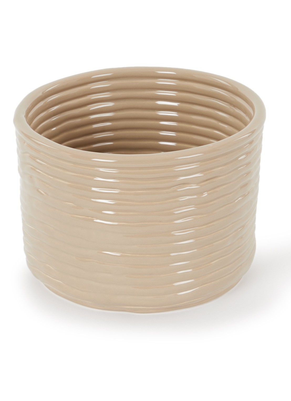 ferm LIVING Corduroy bloempot van keramiek voor binnen Ø20 cm - voorkant beige