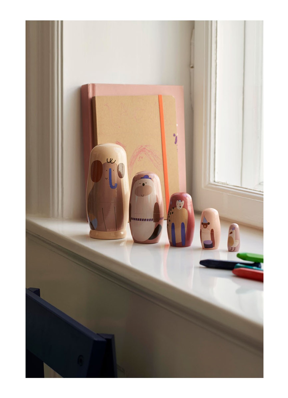 ferm LIVING Critter Matroesjka poppen set van 5 - voorkant 2 multicolor