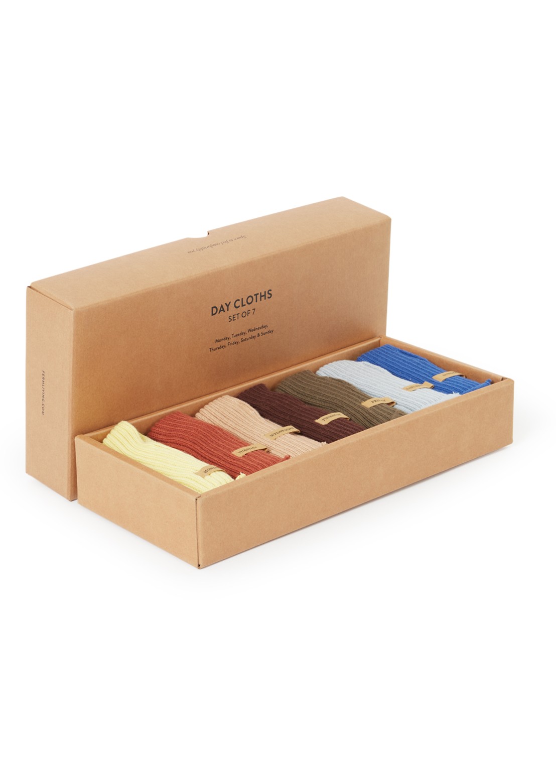 ferm LIVING Day vaatdoek 26 x 26 cm set van 7 - voorkant donkerblauw