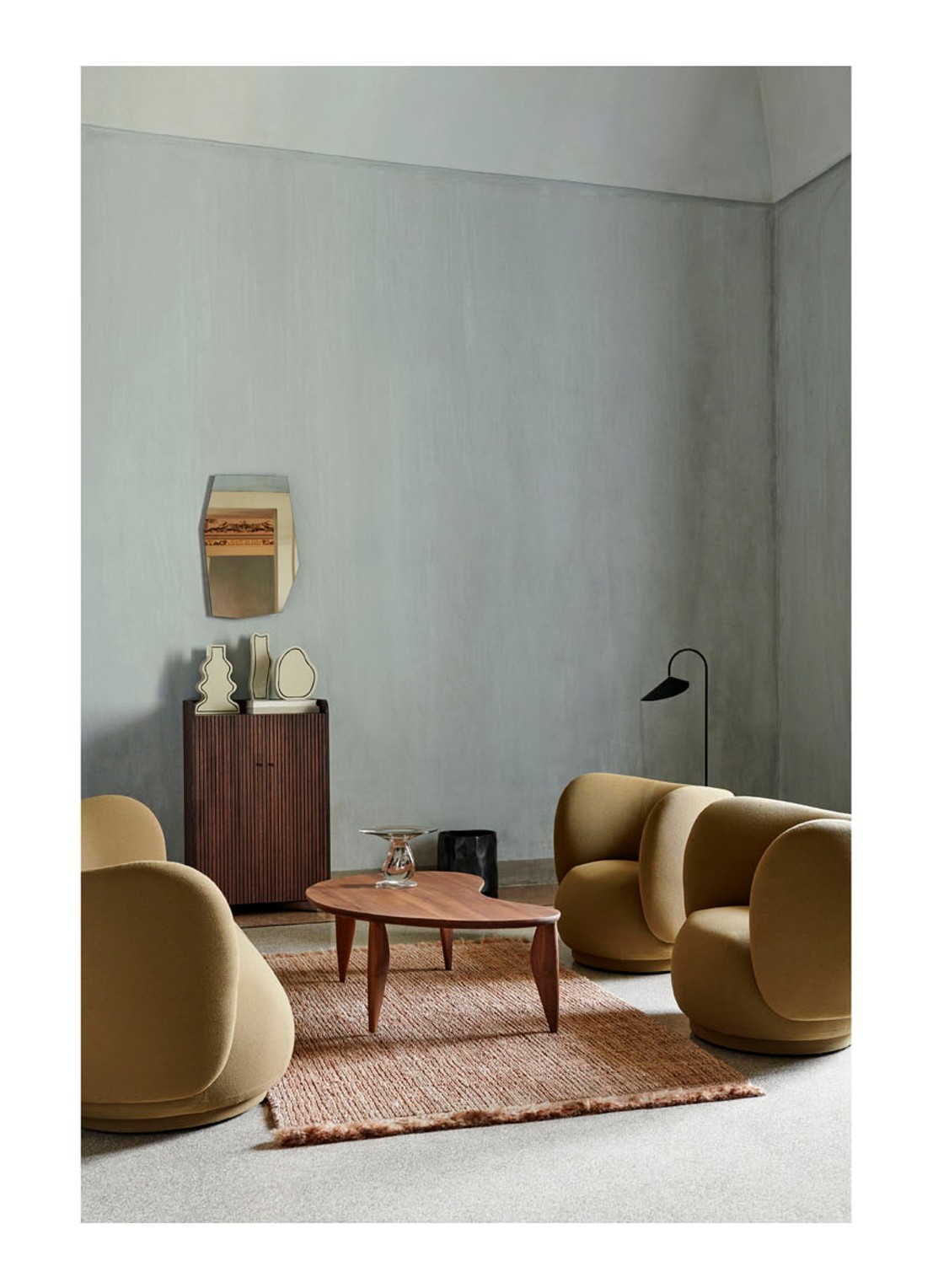 ferm LIVING Deksel van hout voor draadmand 50 cm - detail 2 beige
