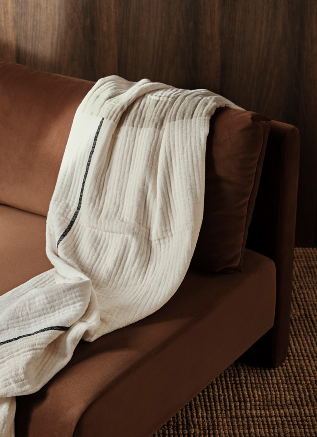 ferm LIVING Dela plaid in linnenblend 120 x 170 cm - voorkant 2 creme