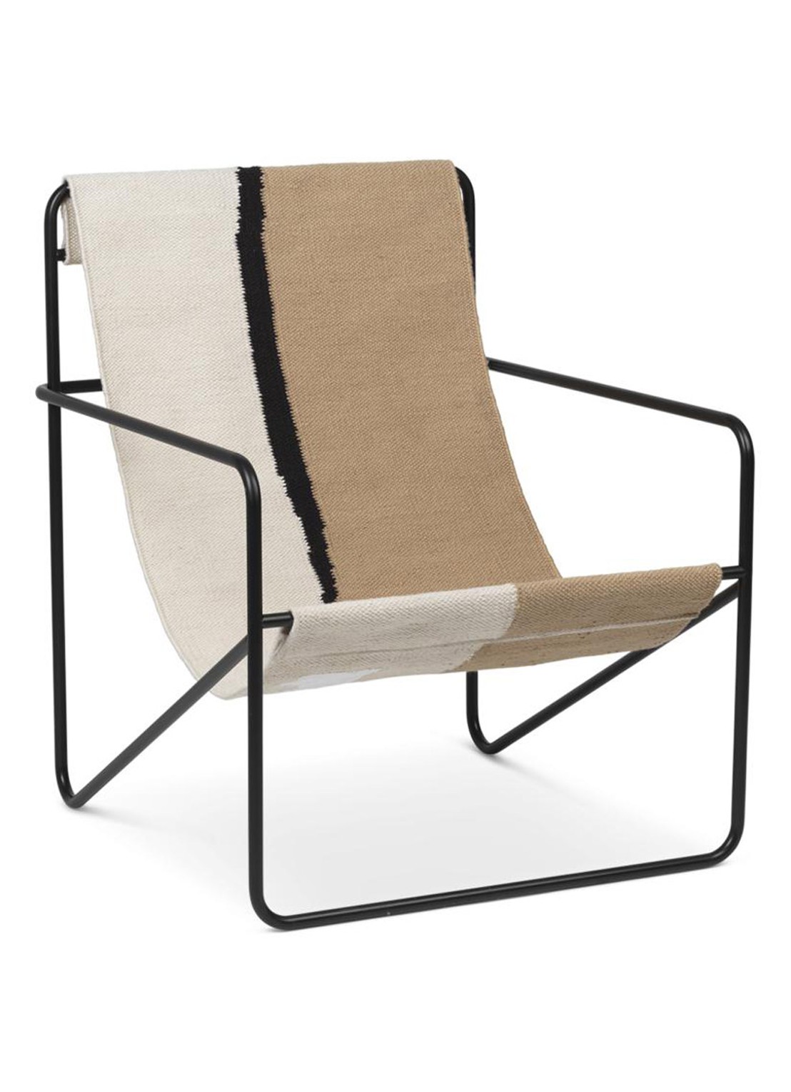 ferm LIVING Desert fauteuil zwart onderstel - voorkant 2 zand