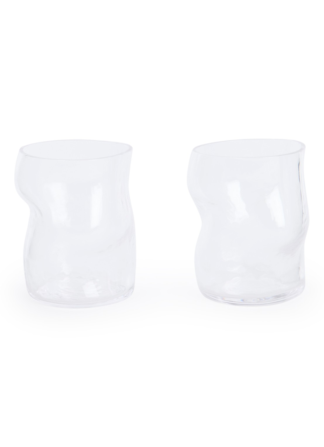ferm LIVING Dimple drinkglas 27 cl set van 2 - voorkant transparant