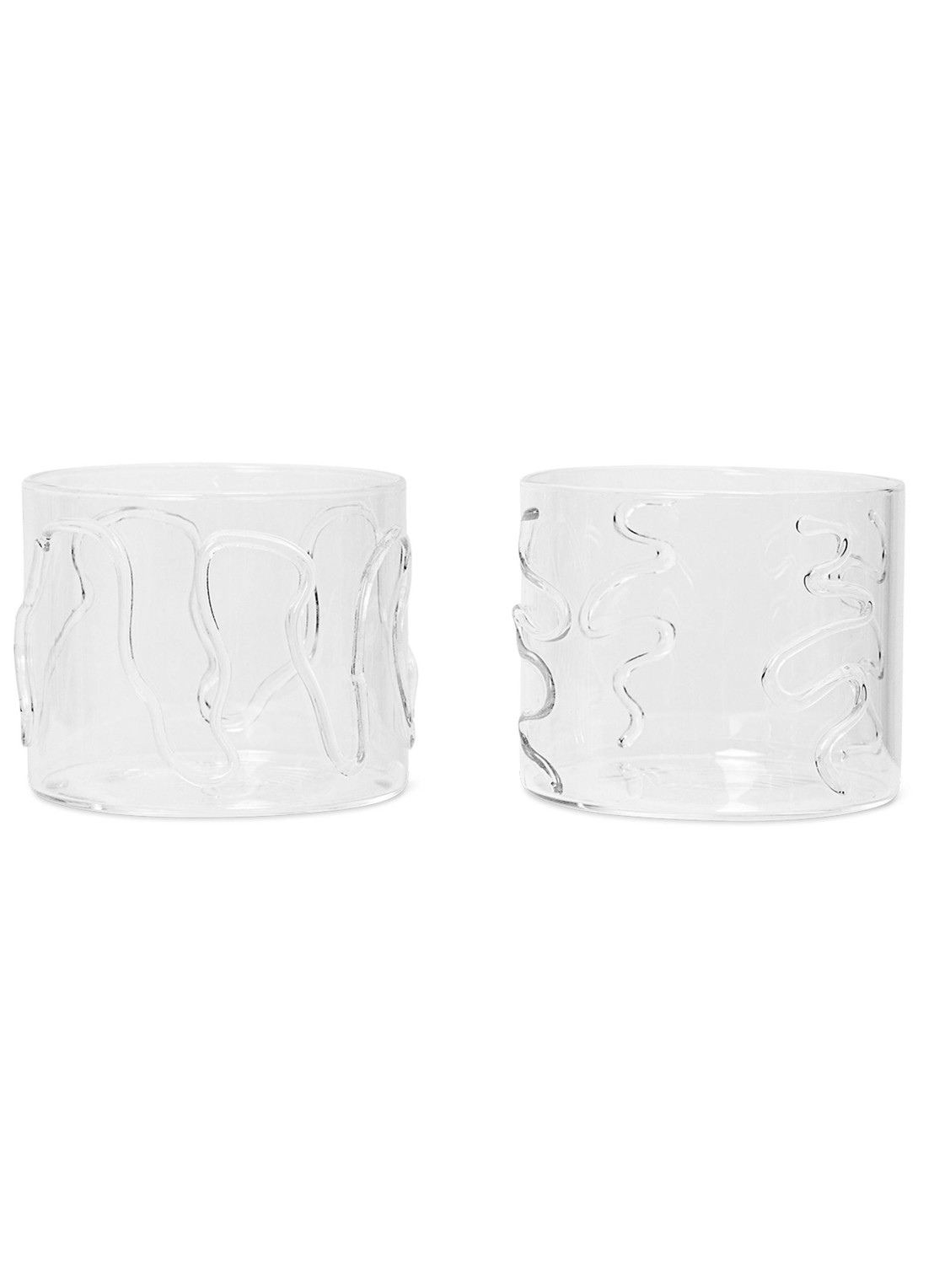 ferm LIVING Doodle drinkglas 20 cl set van 2 - voorkant transparant