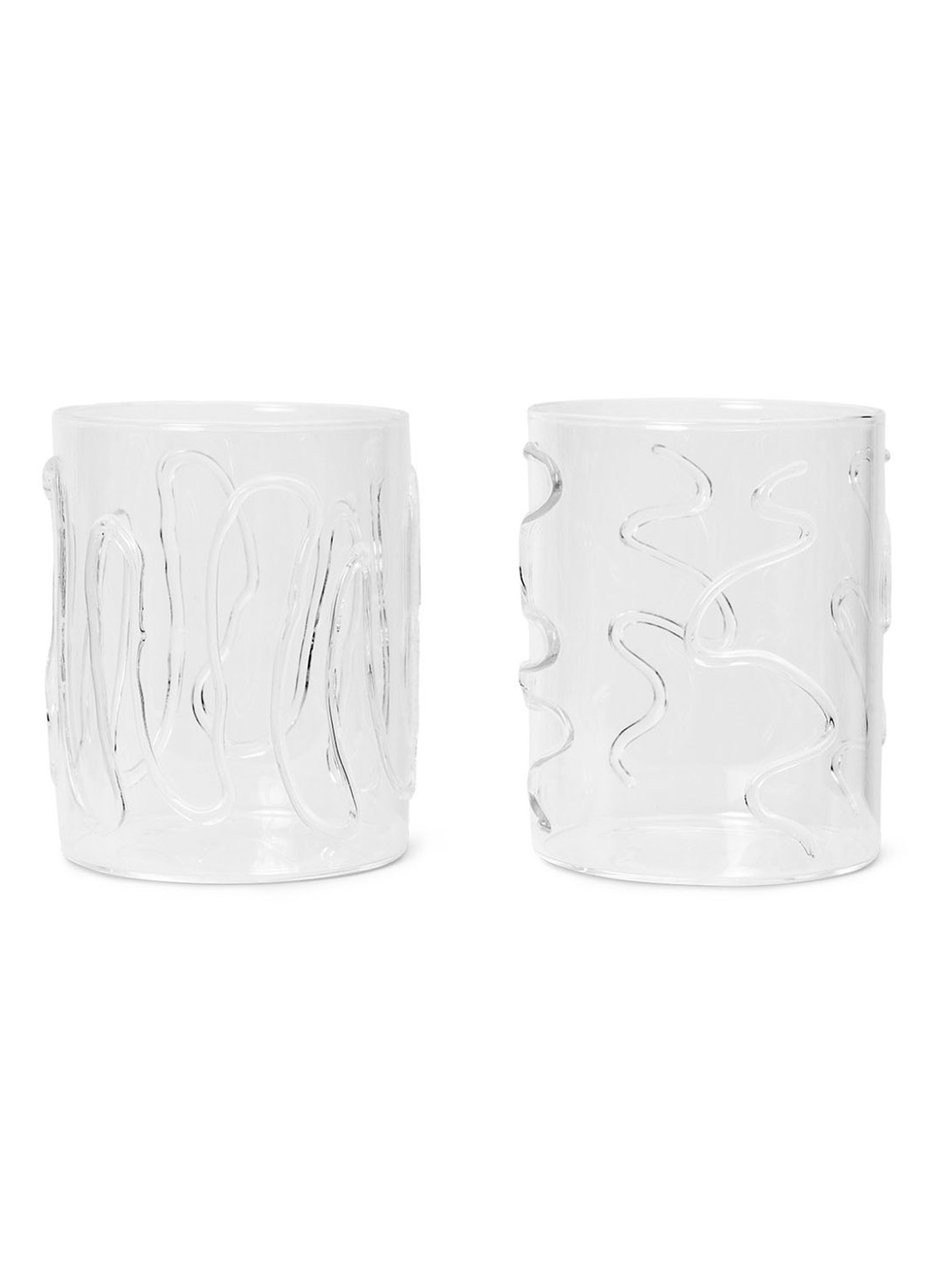 ferm LIVING Doodle Tall waterglas set van 2 - voorkant transparant