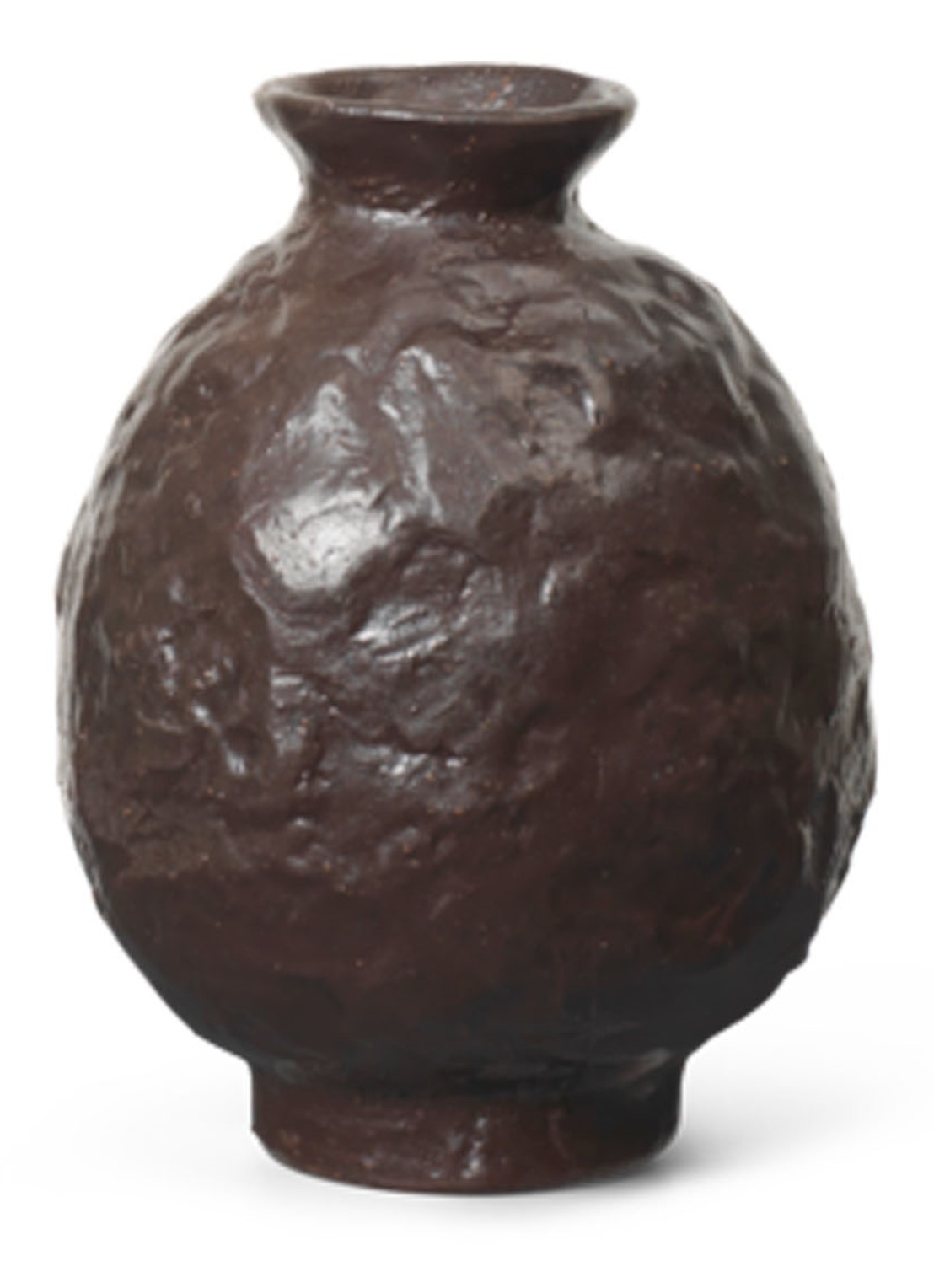 ferm LIVING Doro Medium vaas 16 cm - voorkant donkerbruin
