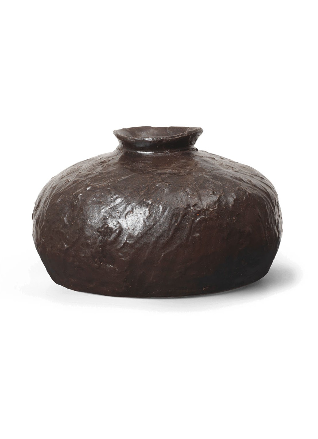 ferm LIVING Doro Small vaas 11,5 cm - voorkant donkerbruin