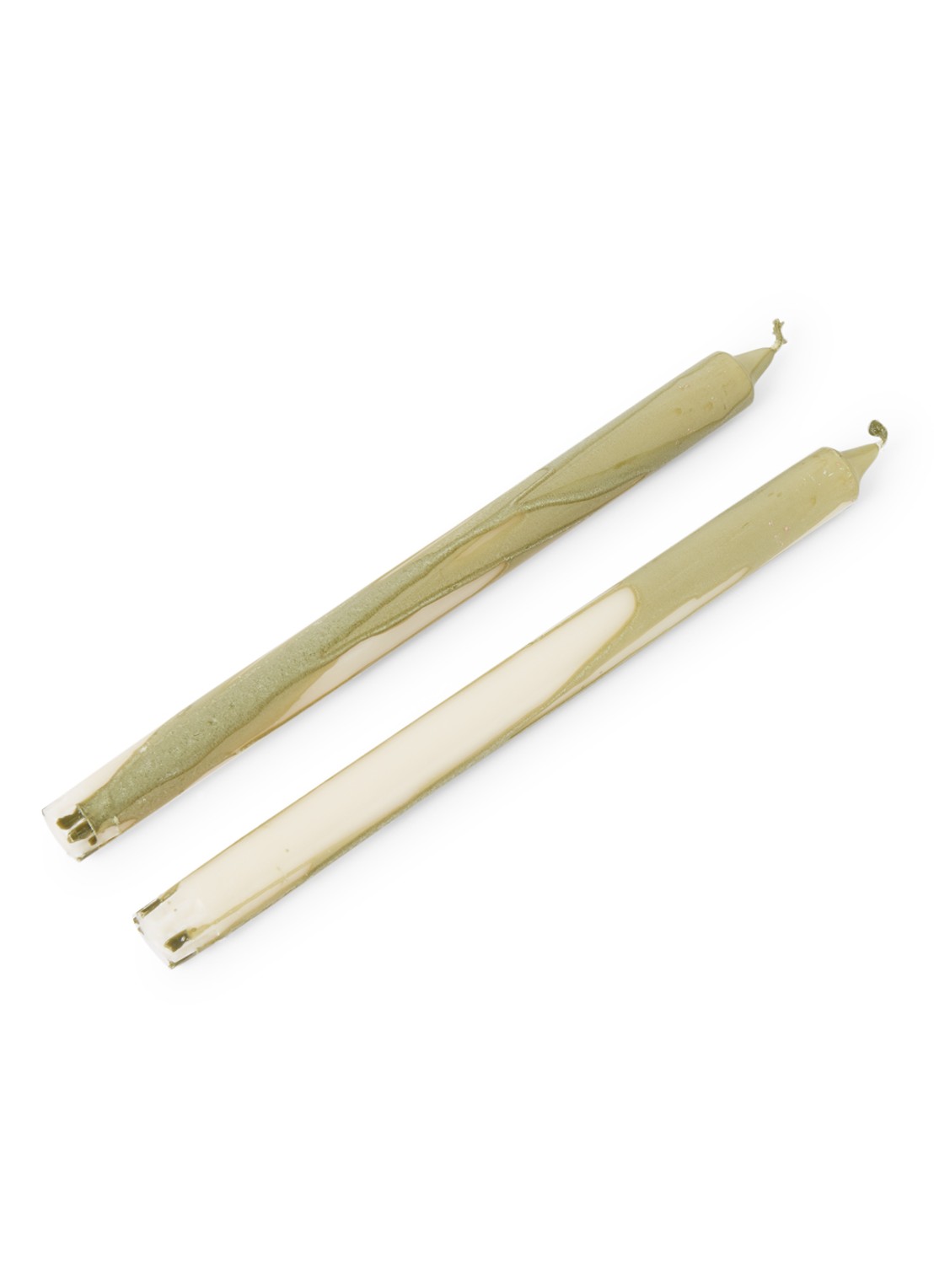 ferm LIVING Dryp kaars 30 cm set van 2 - voorkant olijfgroen