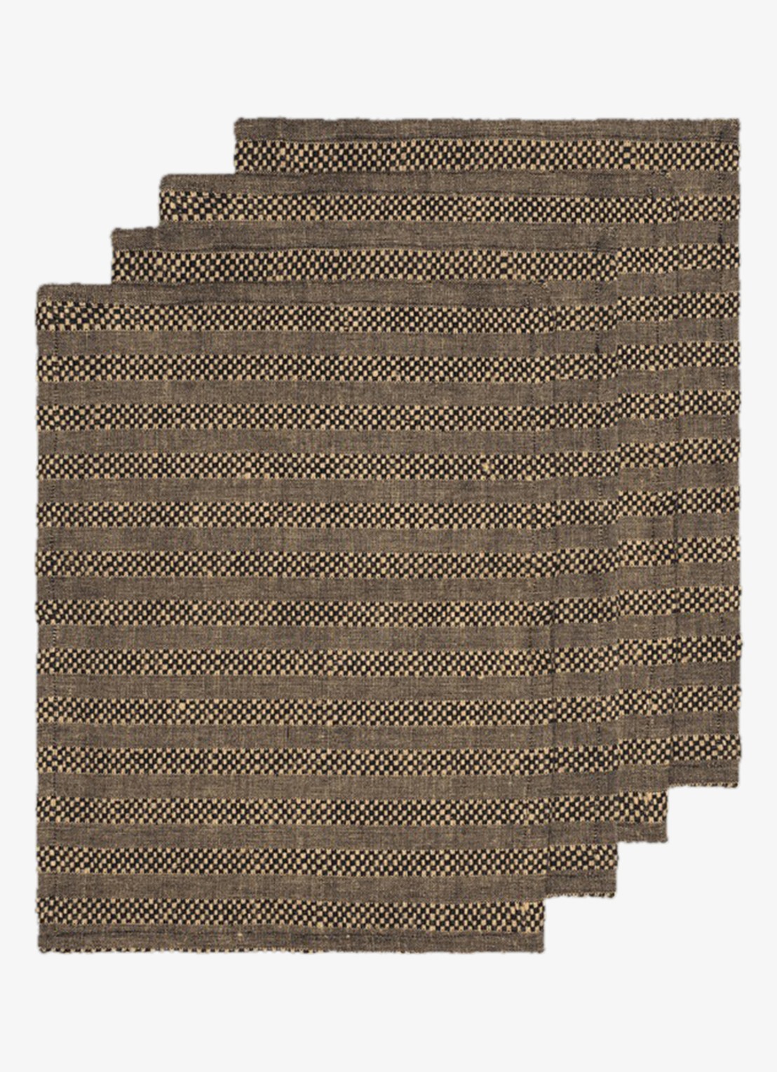ferm LIVING Gather placemats 14,5 x 17 cm set van 4 - voorkant zwart