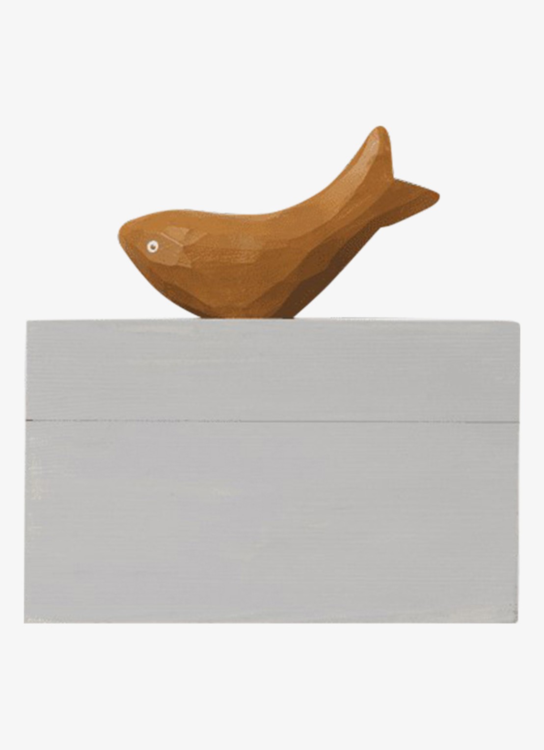 ferm LIVING Harbour Fish opbergdoos 9 x 14,5 cm - voorkant grijs