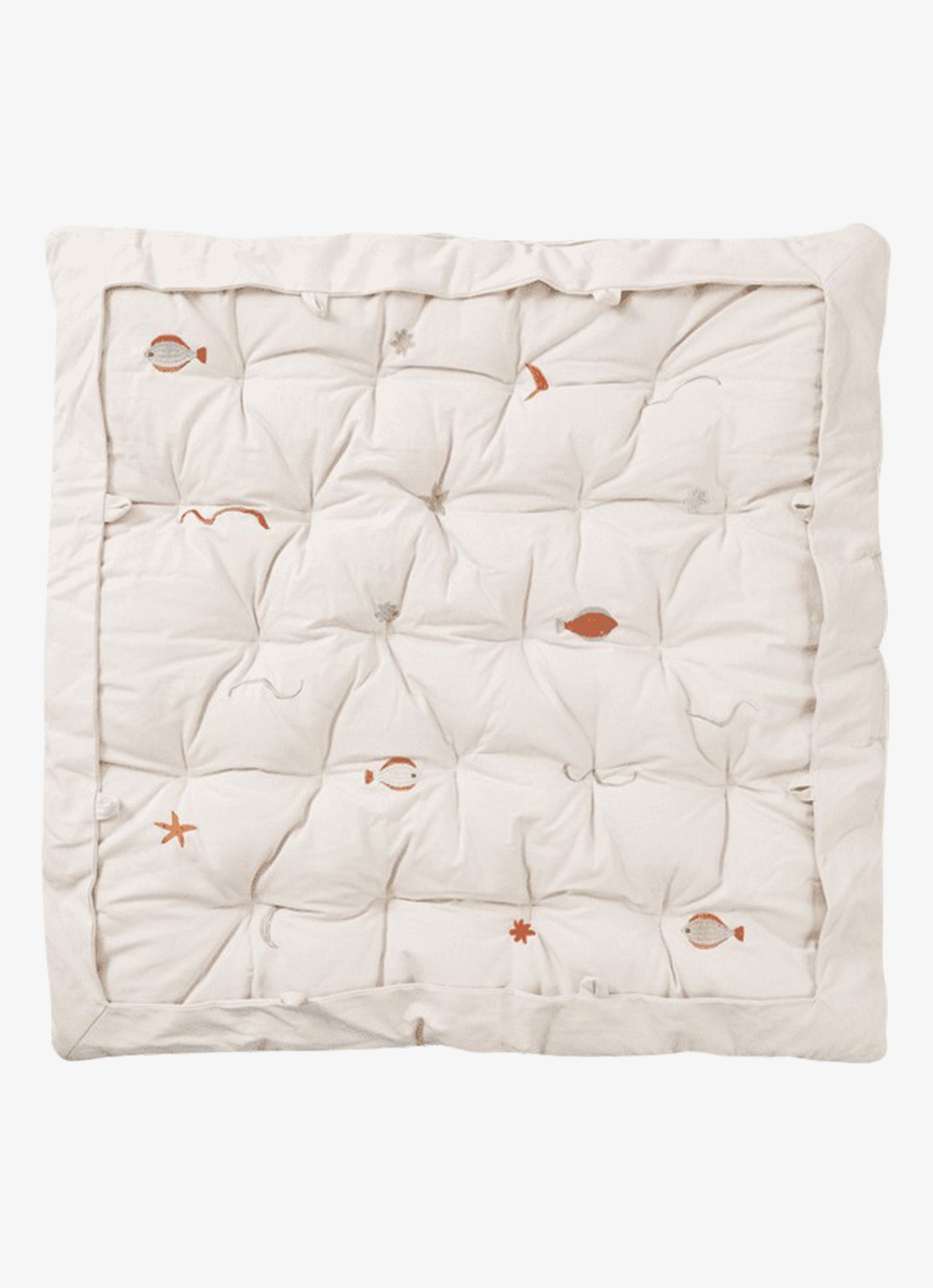 ferm LIVING Harbour gewatteerd speelkleed 100 x 100 cm - voorkant naturel