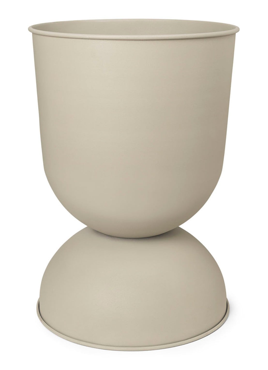 ferm LIVING Hourglass bloempot van gepoedercoat ijzer voor binnen Ø30 cm - voorkant 3 lichtbruin