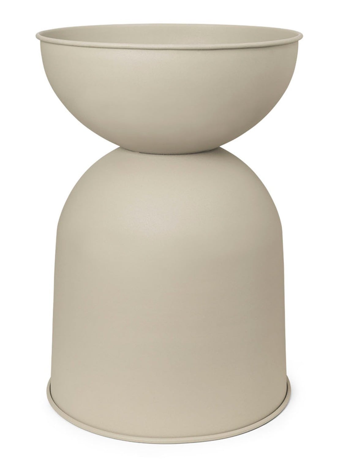 ferm LIVING Hourglass bloempot van gepoedercoat ijzer voor binnen Ø30 cm - voorkant 4 lichtbruin