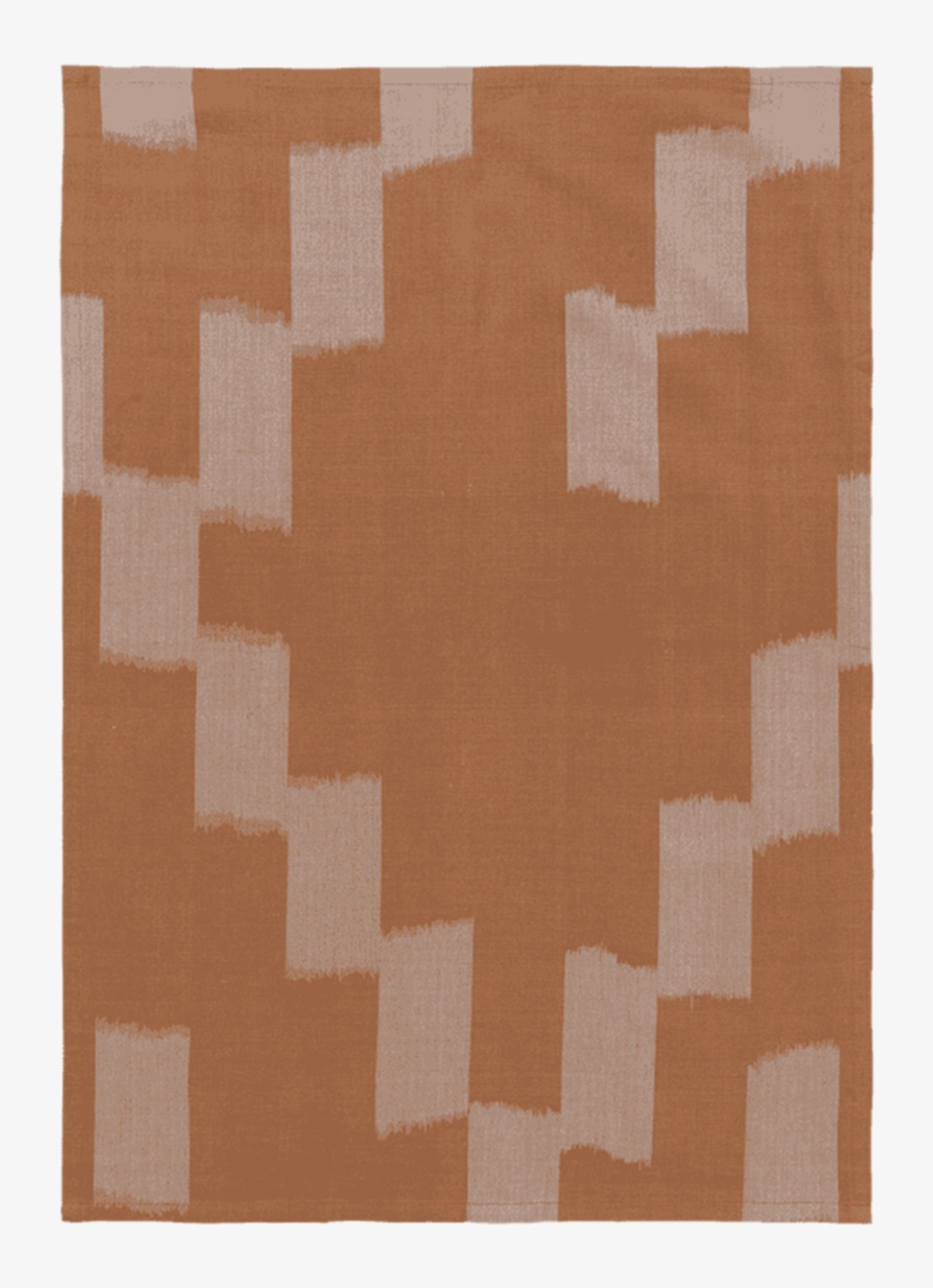 ferm LIVING Ikat theedoek van katoen 70 x 50 cm - voorkant oranjebruin