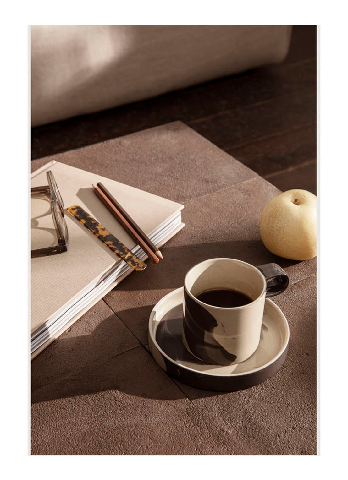 ferm LIVING Inlay kop en schotel 20 cl  - voorkant 3 zand