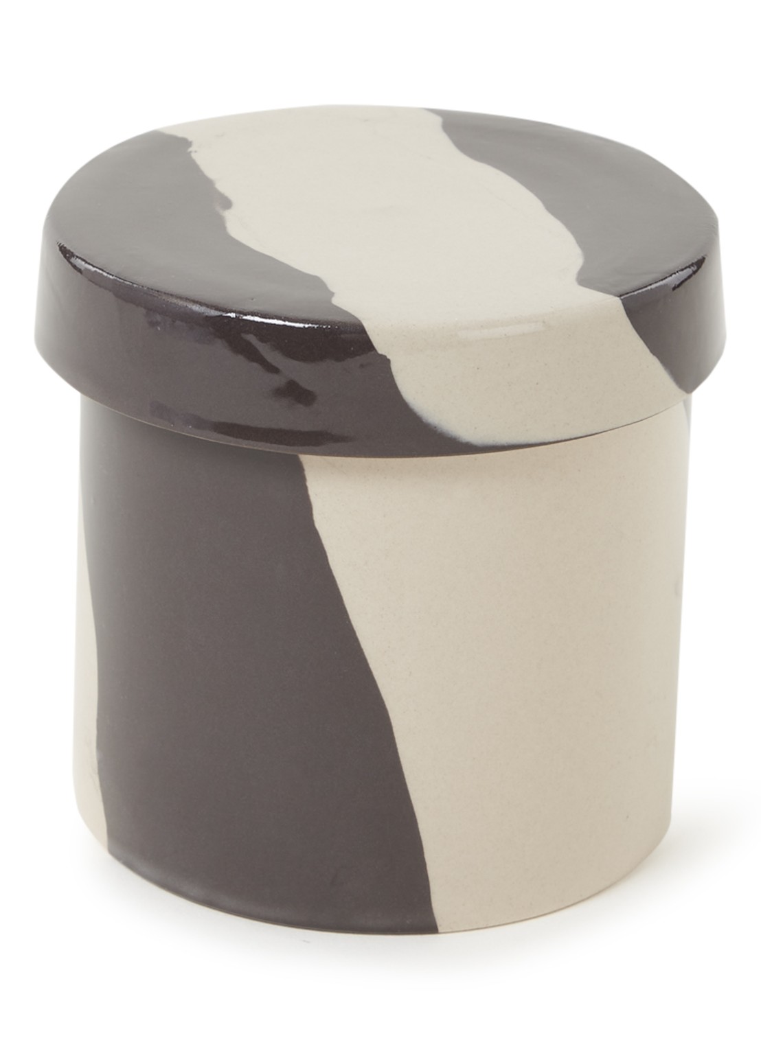 ferm LIVING Inlay S bloem- en opbergpot van keramiek voor binnen Ø10 cm  - voorkant 2 zand