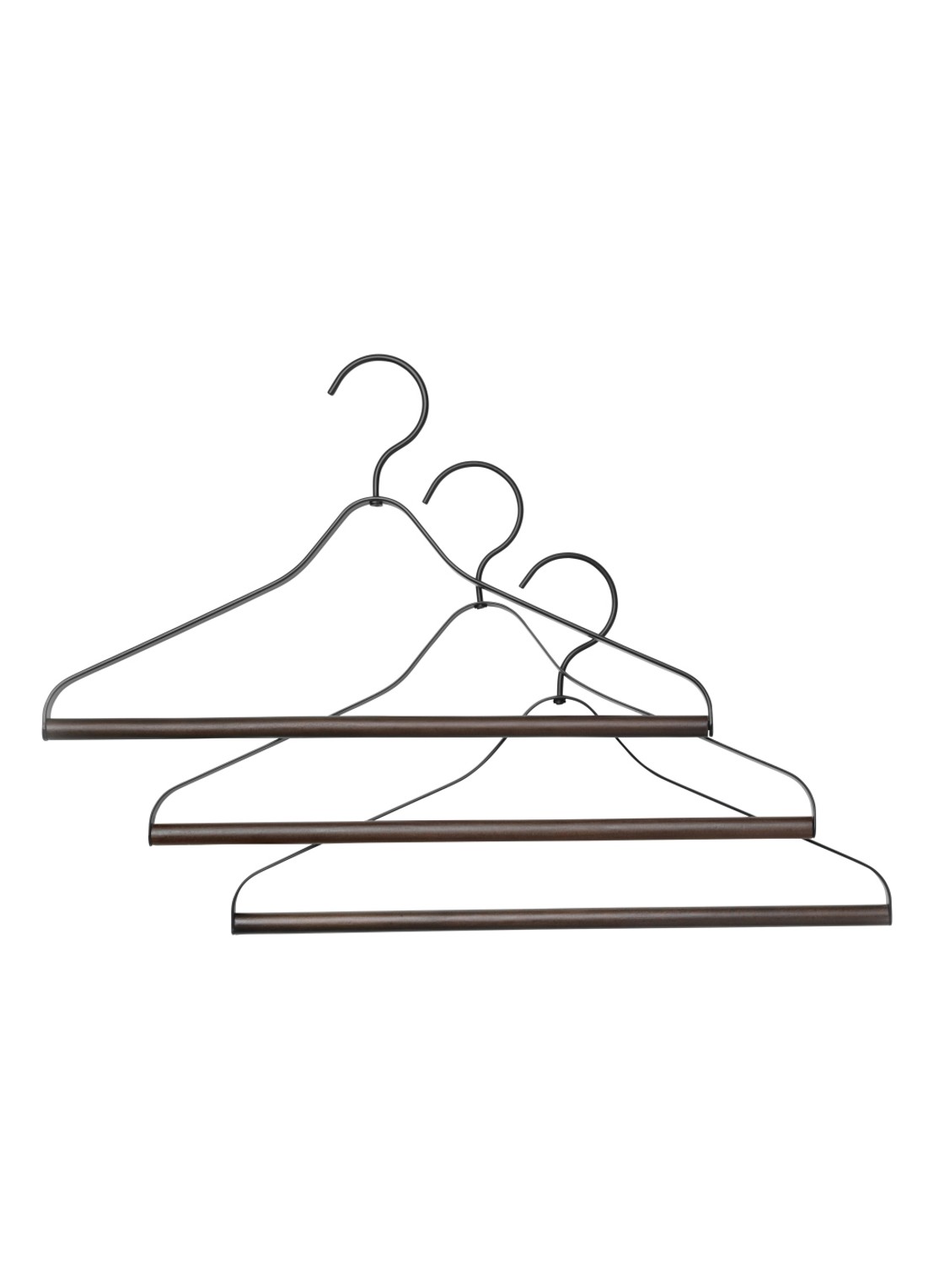 ferm LIVING Kledinghanger zwart set van 3 - voorkant zwart