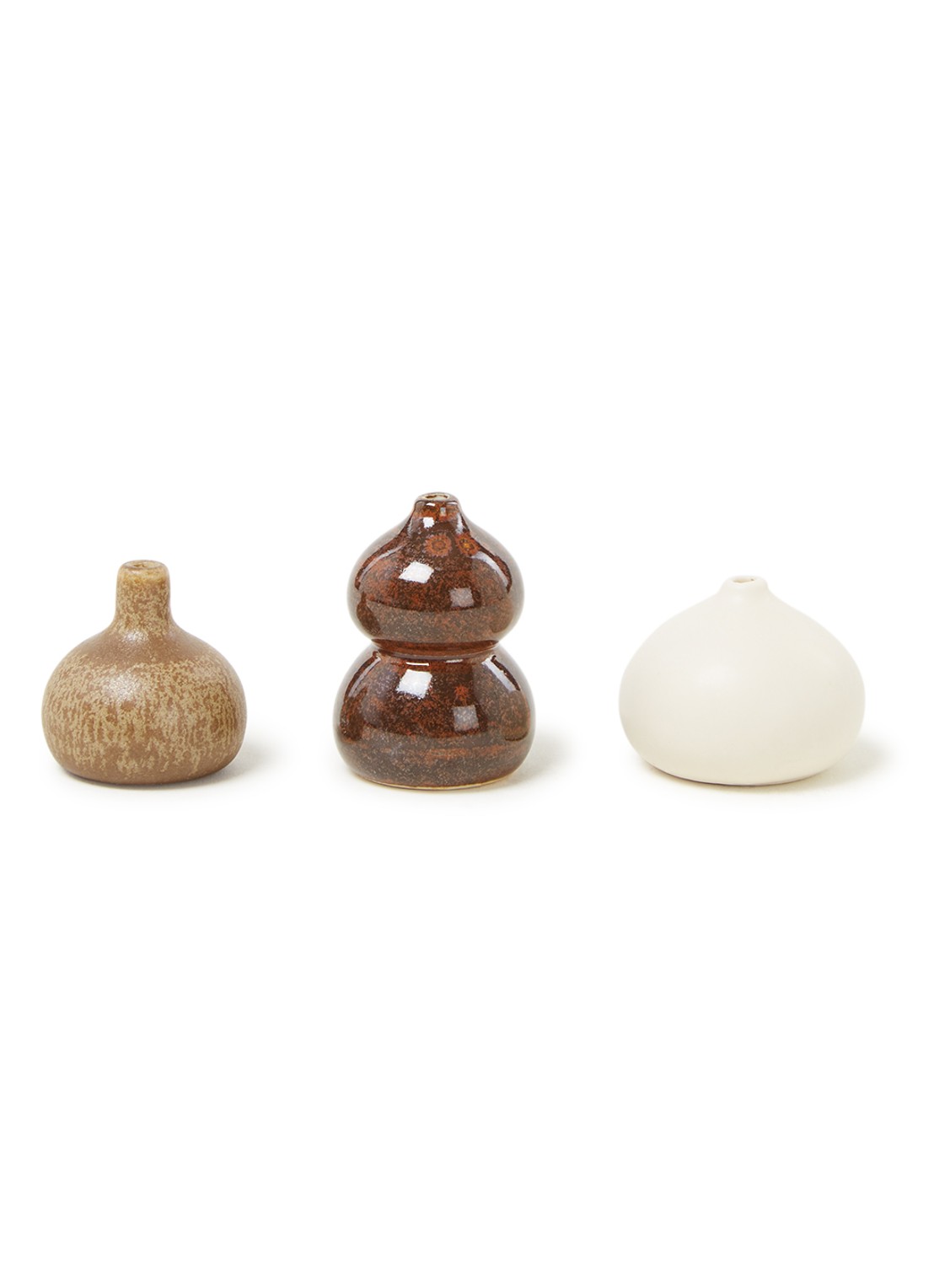 ferm LIVING Komo Mini vaas set van 3 - voorkant bruin