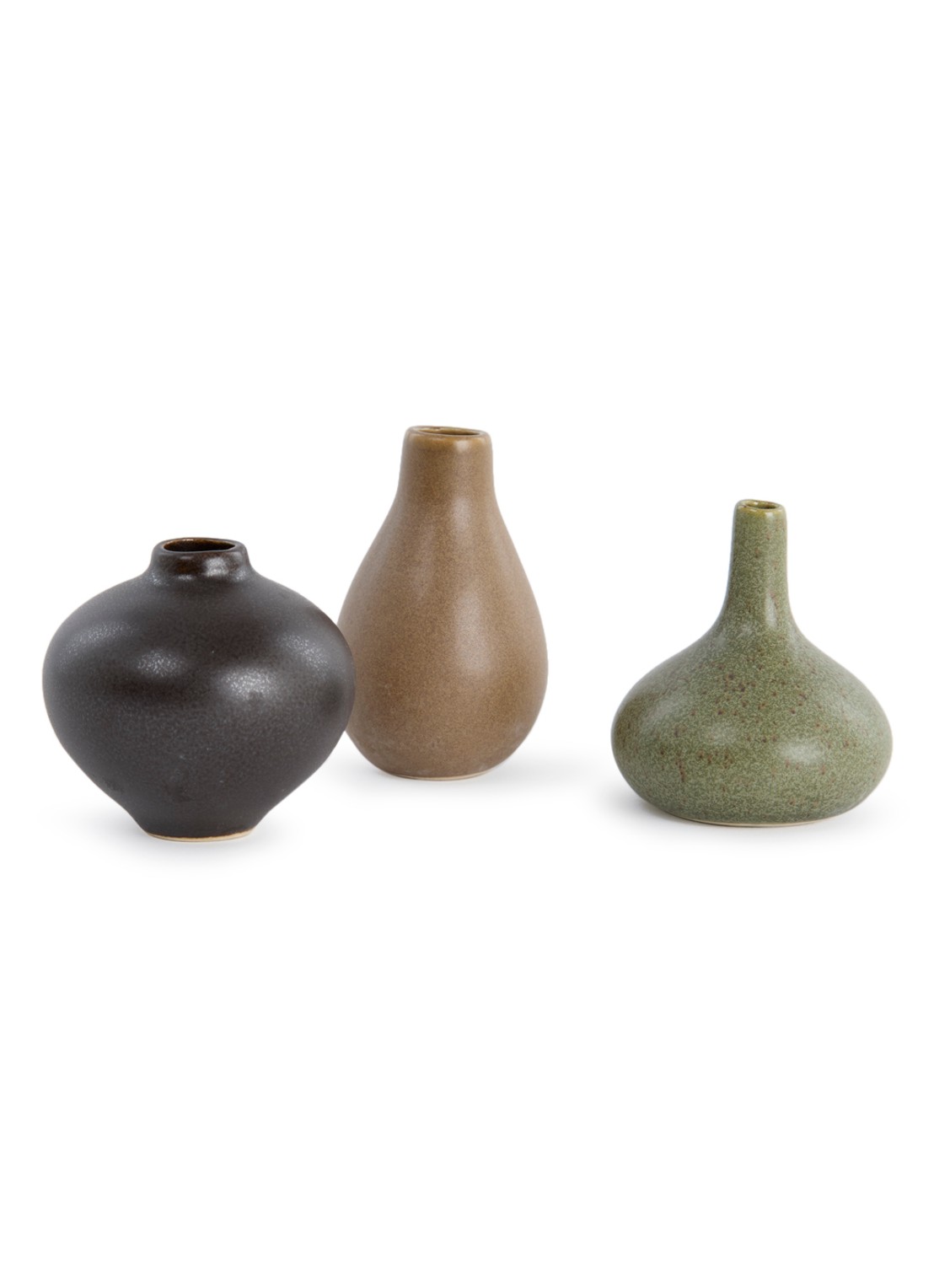 ferm LIVING Komo Mini vaas set van 3 - voorkant bruin