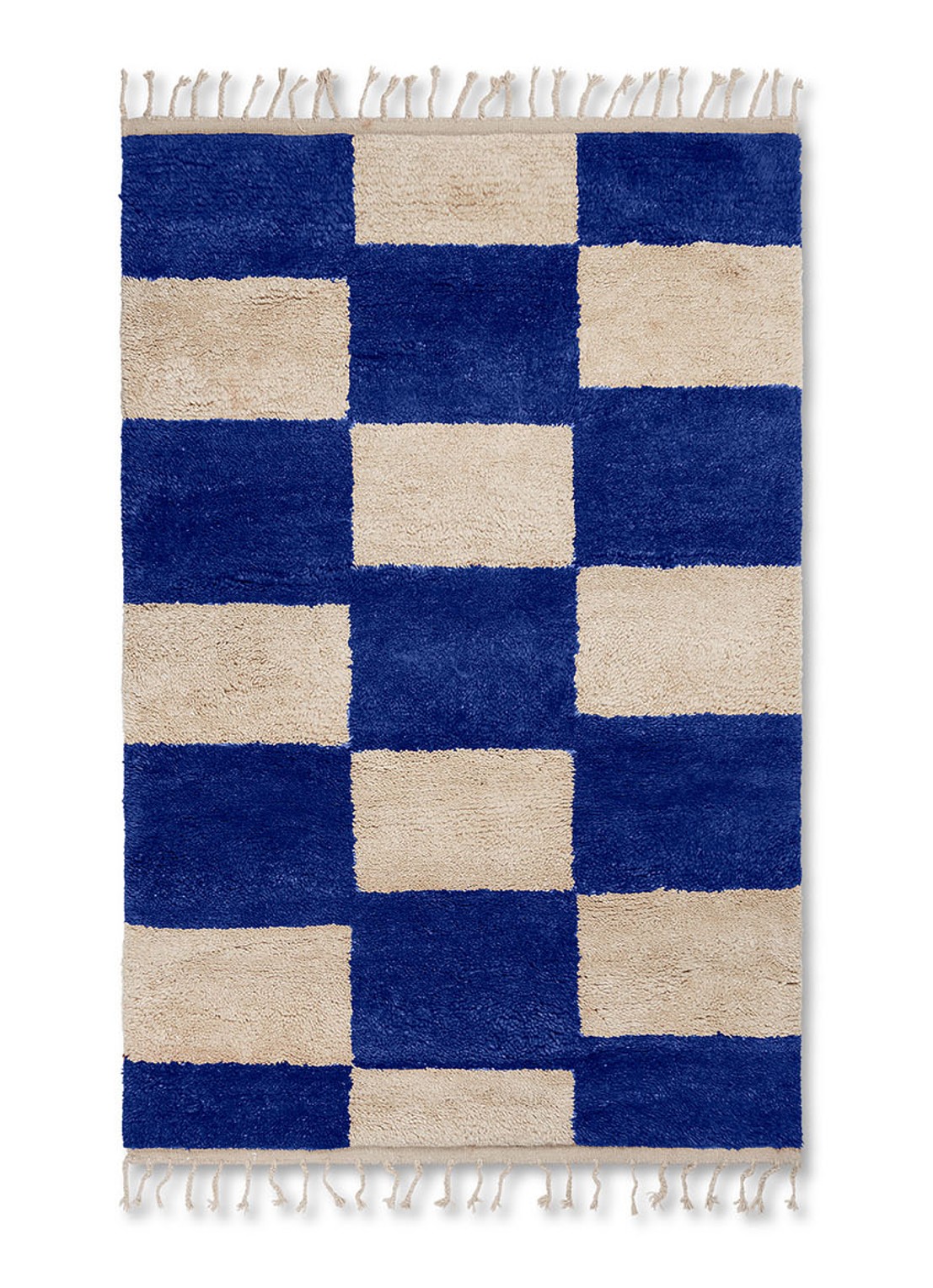 ferm LIVING Mara knotted L vloerkleed 180 x 120 cm - voorkant kobaltblauw