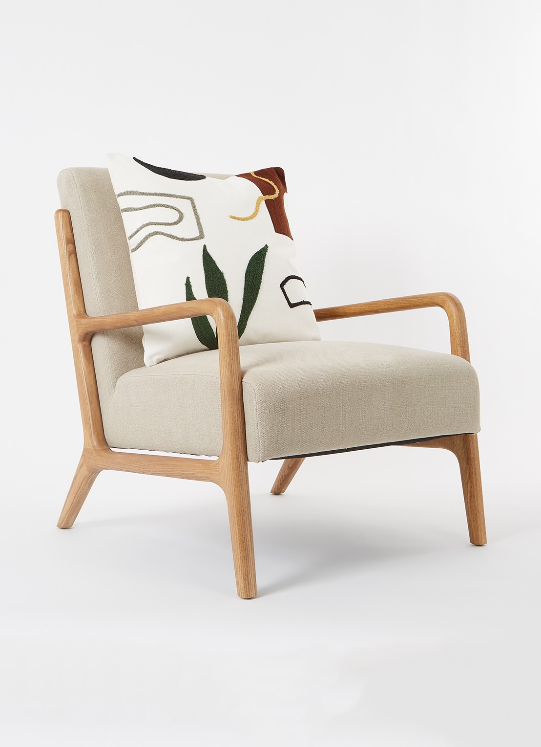 ferm LIVING Mirage Cacti sierkussen 50 x 50 cm  - voorkant 2 gebroken wit