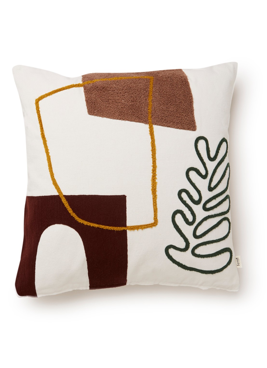 ferm LIVING Mirage Cushion Leaf sierkussen 50 x 50 cm  - voorkant gebroken wit