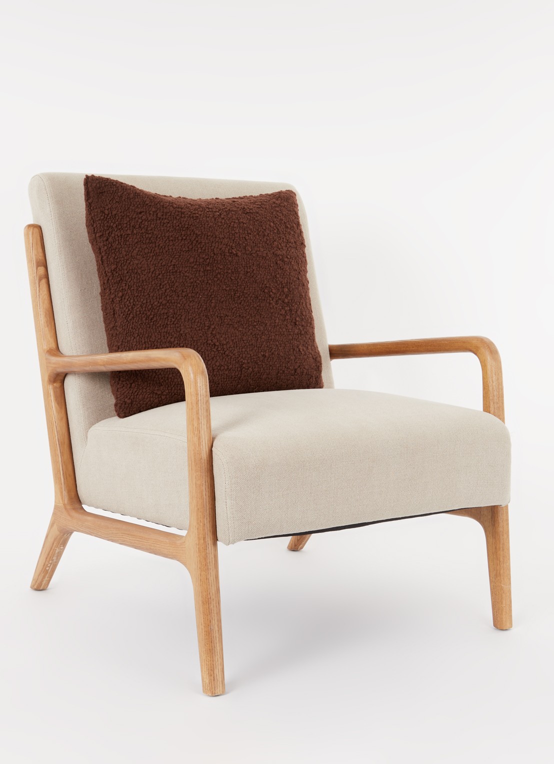 ferm LIVING Moor sierkussen in wolblend 48 x 48 cm - voorkant 2 chocoladebruin