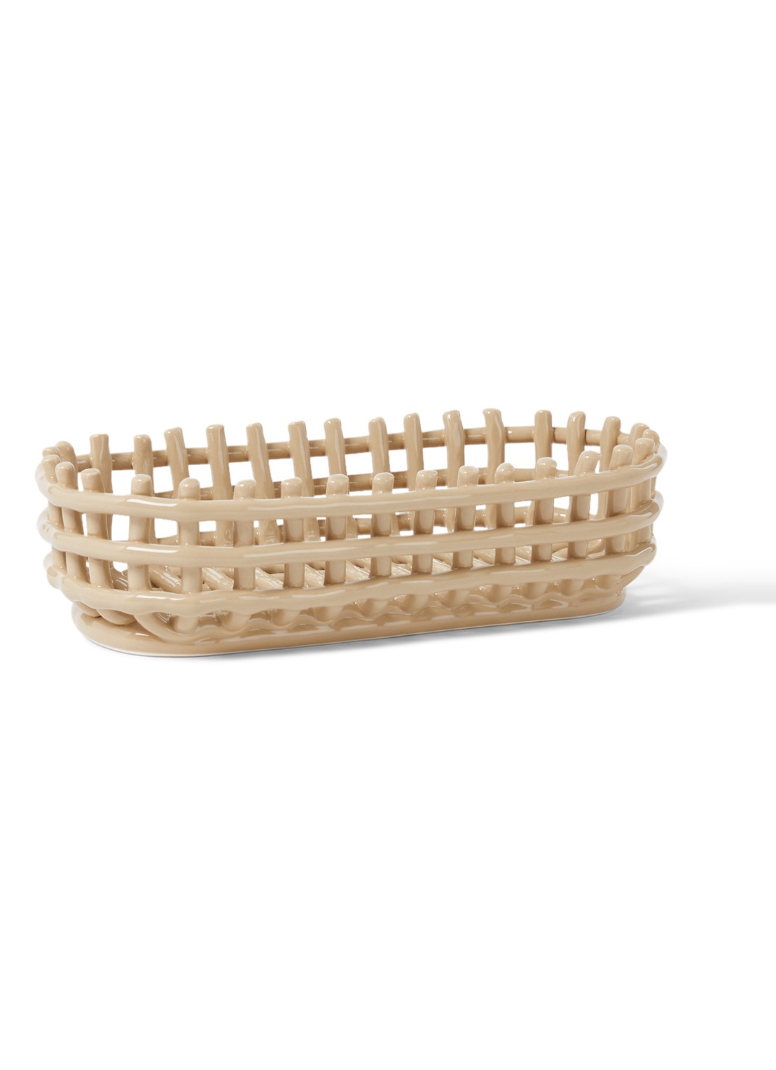 ferm LIVING Opbergmand van keramiek - voorkant beige