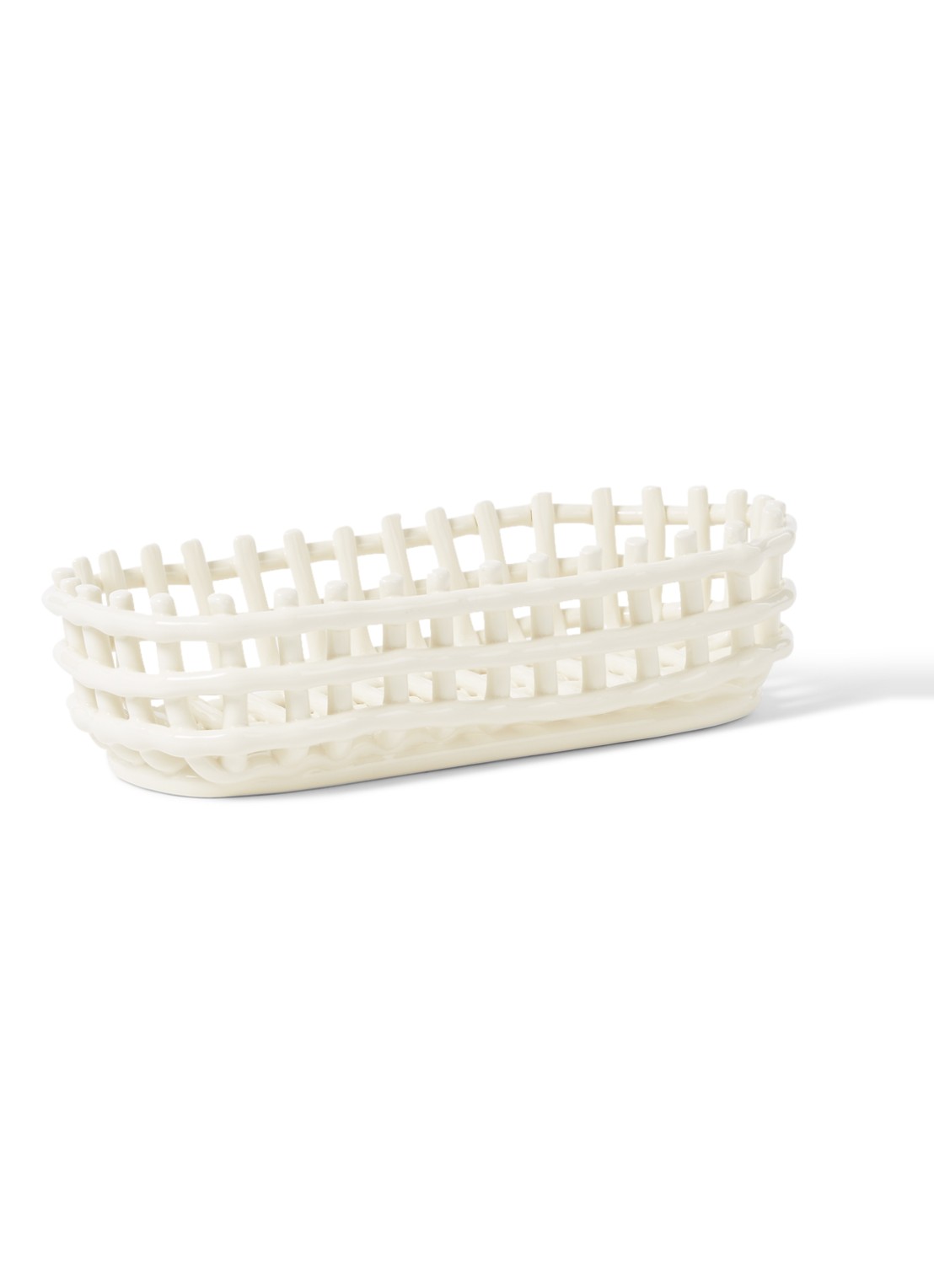 ferm LIVING Opbergmand van keramiek - voorkant gebroken wit
