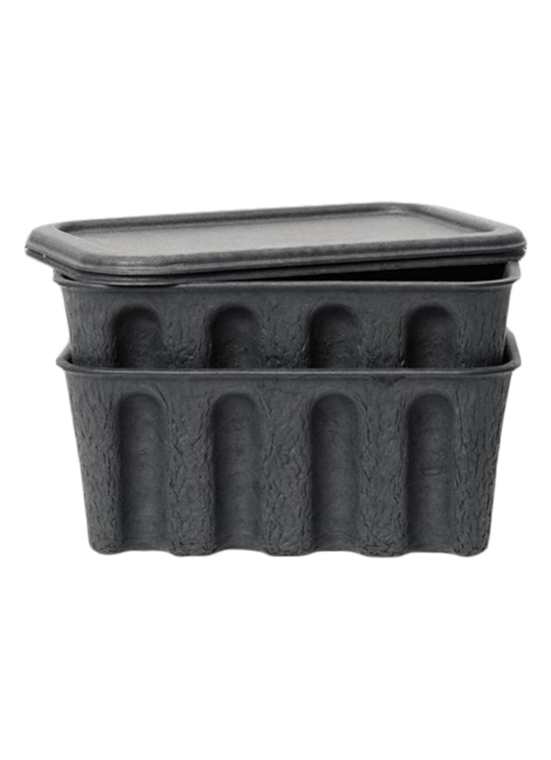 ferm LIVING Paper Pulp opbergdoos set van 2 - voorkant zwart
