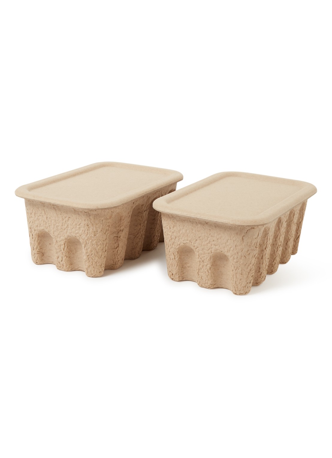 ferm LIVING Paper pulp S opbergdoos set van 2  - voorkant beige