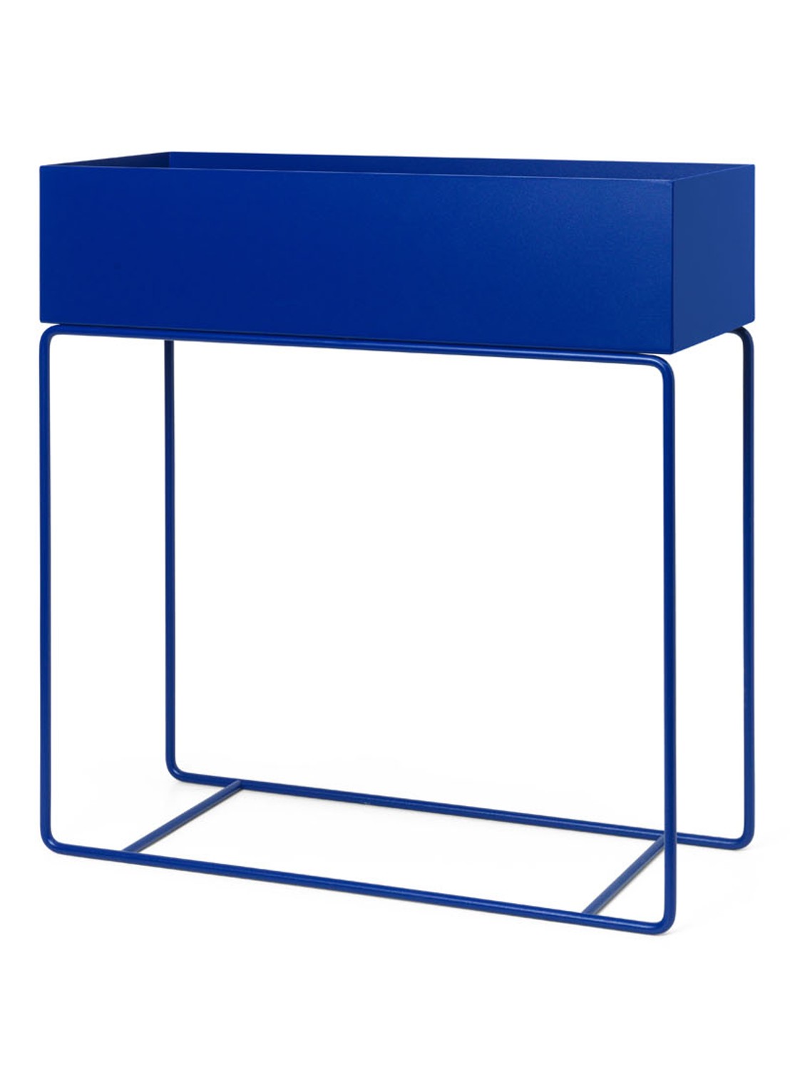 ferm LIVING Plant Box plantenbak van metaal voor binnen 25 x 60 cm - voorkant 2 donkerblauw