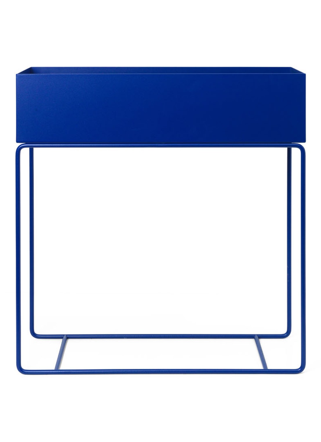 ferm LIVING Plant Box plantenbak van metaal voor binnen 25 x 60 cm - voorkant 3 donkerblauw