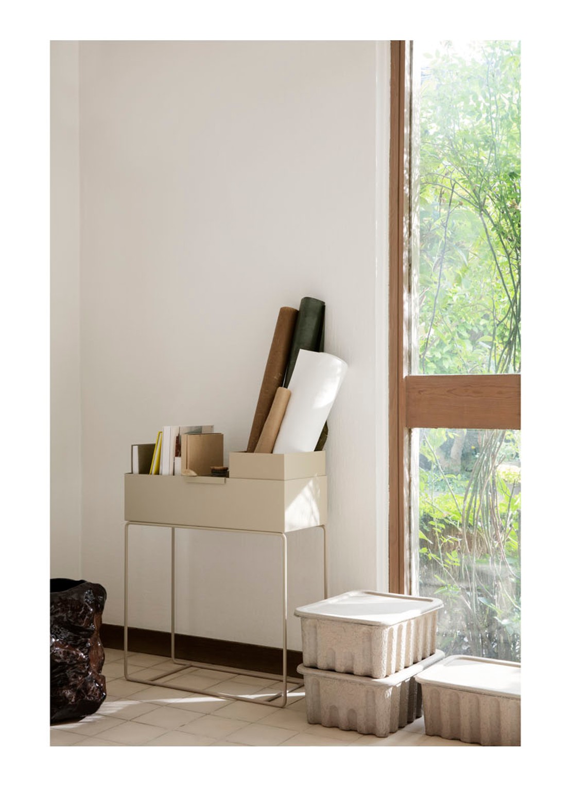 ferm LIVING Plant Box plantenbak voor binnen - 60 cm - voorkant 4 zand