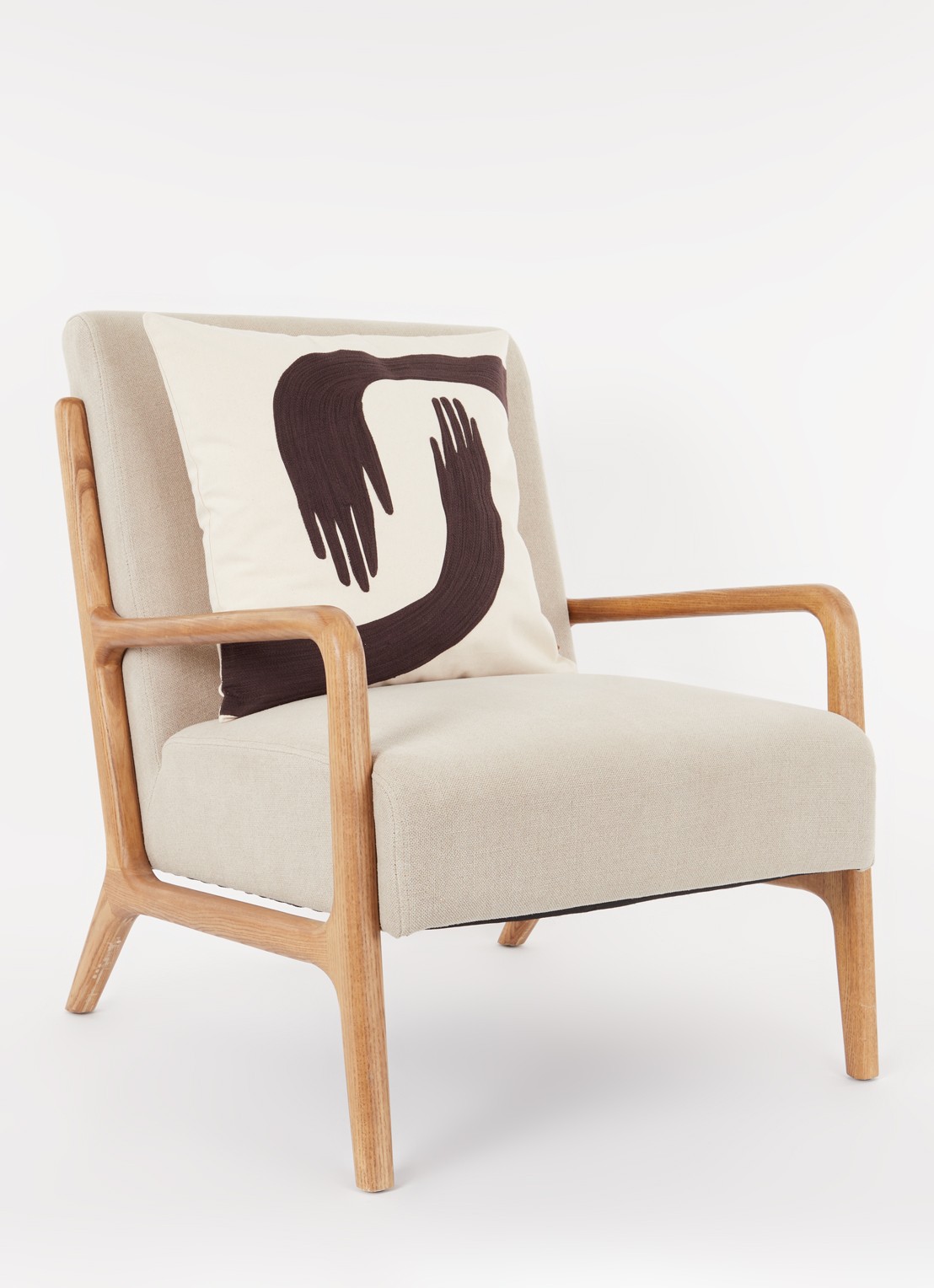 ferm LIVING Pose kussensloop van  katoen 48 x 48 cm - voorkant 2 gebroken wit