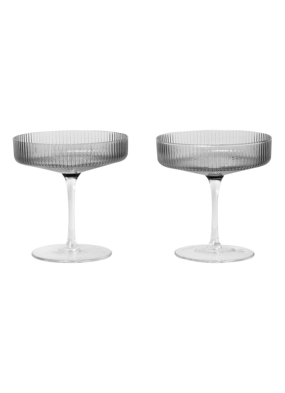 ferm LIVING Ripple champagne glazen set van 2 - voorkant lichtgrijs