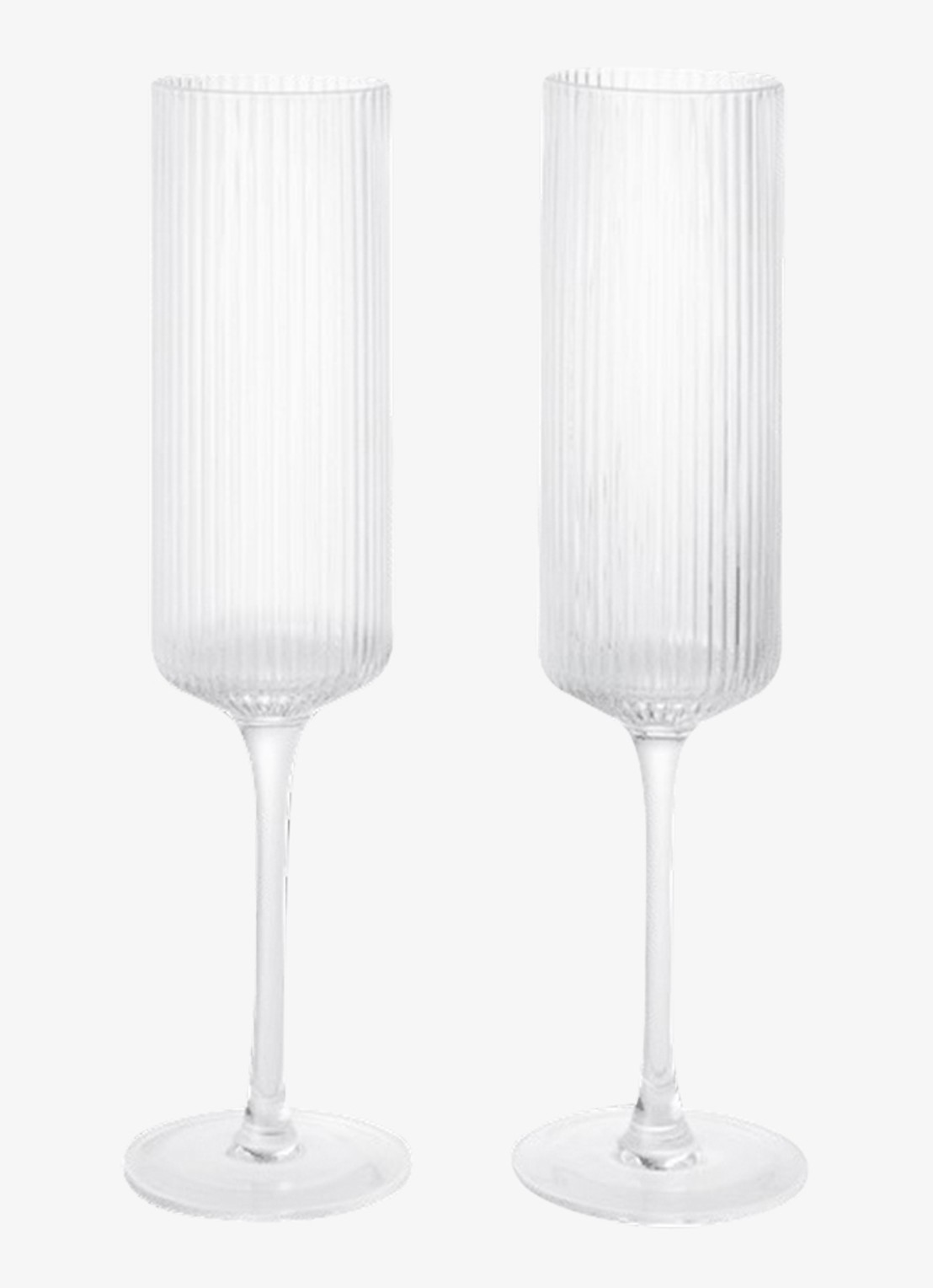 ferm LIVING Ripple champagneglas 15 cl set van 2 - voorkant transparant