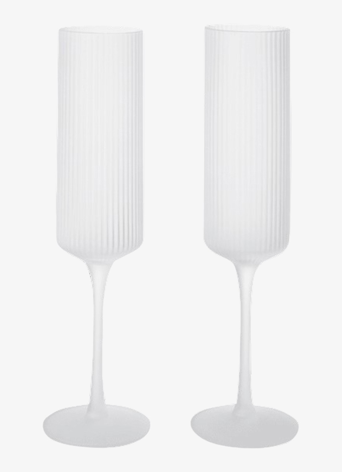 ferm LIVING Ripple champagneglas 15 cl set van 2 - voorkant wit