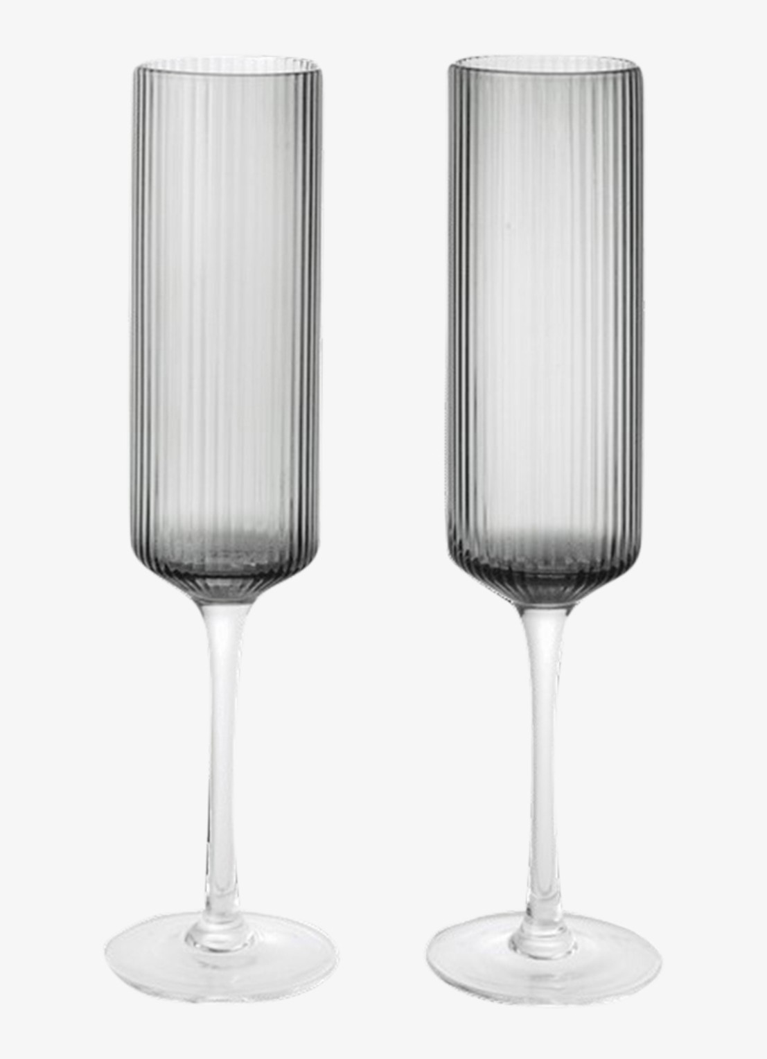 ferm LIVING Ripple champagneglas 15 cl set van 2 - voorkant grijs