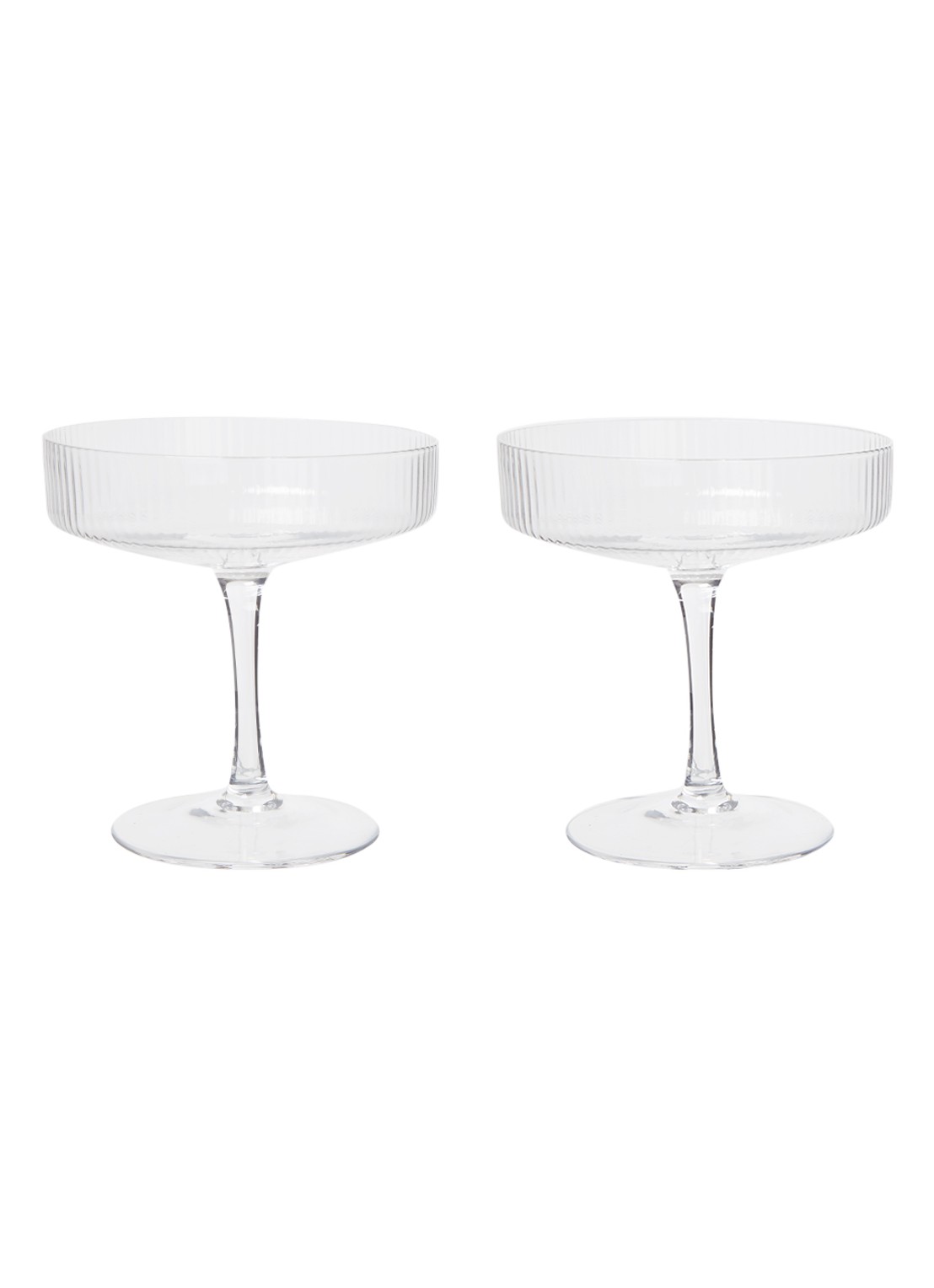 ferm LIVING Ripple champagneglas set van 2 - voorkant transparant