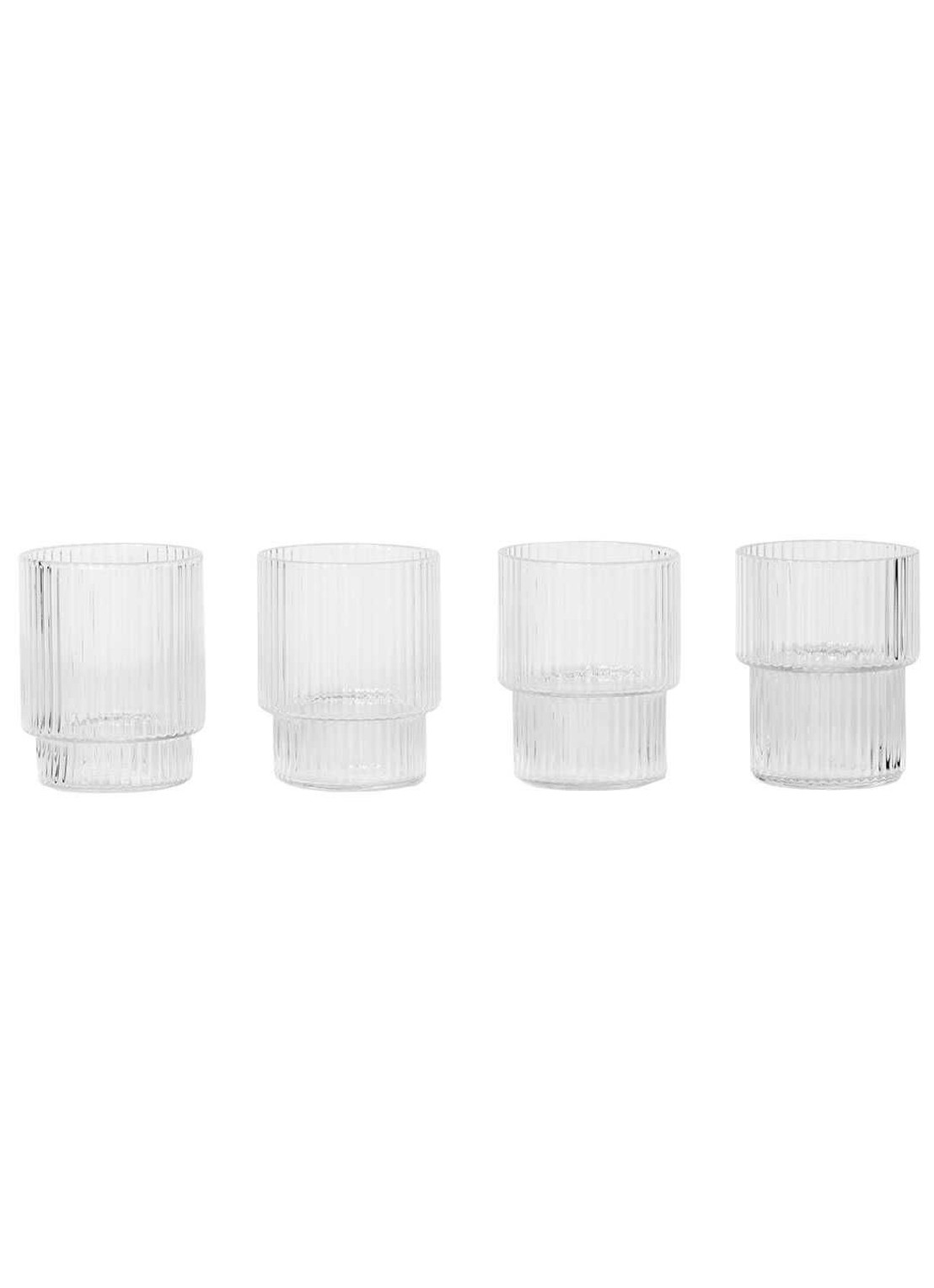 ferm LIVING Ripple drinkglas 0,6 cl set van 4 - voorkant transparant